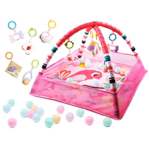 Ikonka Pink Baby Activity Gym and Play Mat with Balls
