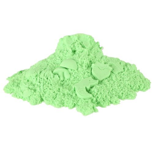 Ikonka Kinetikus Homok 1kg - Green kinetic sand with animal and plant molds