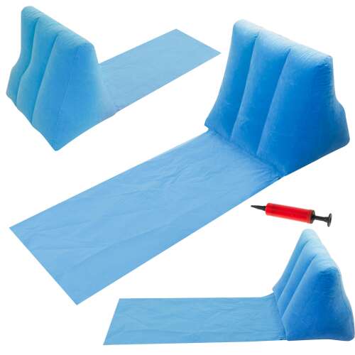 Beach mat deckchair with backrest inflatable blue