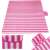 Pink striped beach blanket with folded version