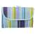 Blue and yellow striped picnic blanket folded with a handle