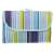 Blue and yellow striped picnic blanket folded with a handle