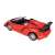 Piros távirányítós sportkocsi hátulnézete, 1:18 méretarányú