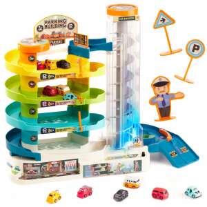 4-level parking garage with electric lift and 6 cars, toy for kids - Kik