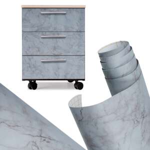 Self-adhesive marble grey film roll, 1.22x50m, for furniture, countertops, and walls - Wallpaper