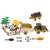 Farm tractor toy set with horse trailer, horses, and accessories, take-apart design