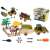 Farm tractor toy set with horse trailer, horses, and accessories, take-apart design