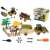 Farm tractor toy set with horse trailer, horses, and accessories, take-apart design