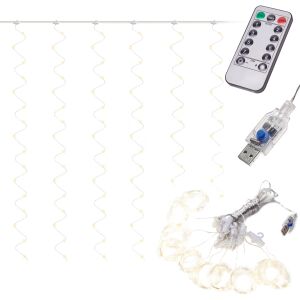 Lampki kurtyna LED 3x3m 300LED zimna biel z pilotem, zasilane USB lampki sznurkowe do dekoracji świątecznych - Lightshine