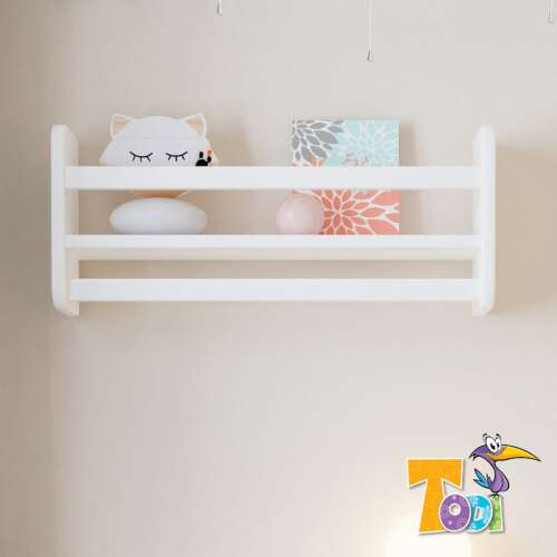 Todi Elegant fehér falipolc két polccal, tökéletes a gyerekszoba dekorációjához