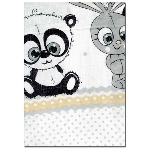 Kvalitná textilná plienka LittleONE by Pepita 55 x 80 cm - Zajačik a panda #white 31886102