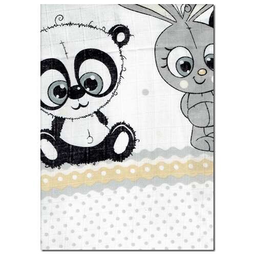 Scutece de calitate LittleONE by Pepita Scutece textil 55 x 80 cm - Iepuraș și Panda #white 31886102