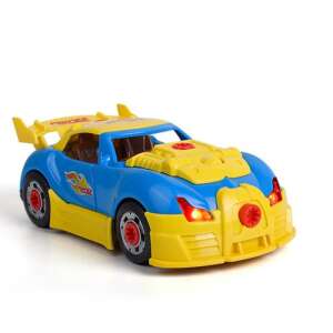 Yellow toy car with blue details, lights, and sound - Nonbrand Kids's play car