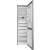 Indesit INFC9 TT33X bottom freezer refrigerator, stainless steel, open door view, showing interior shelves and drawers