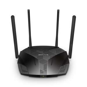 Mercusys MR70X AX1800 Router Wi-Fi 6 dwupasmowy, czarny, widok z przodu - Router Wi-Fi, adapter