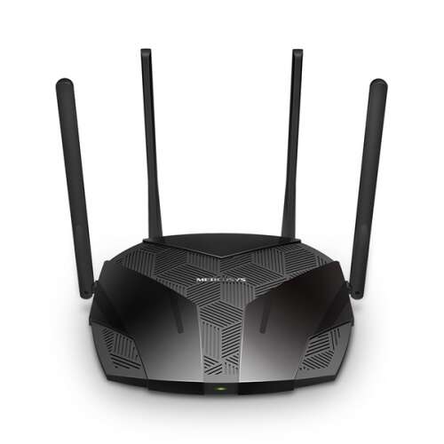 Mercusys MR70X AX1800 Router Wi-Fi 6 dwupasmowy, czarny, widok z przodu