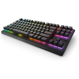 Angled view of Alienware AW420K Tenkeyless mechanical keyboard with RGB lighting - Dell Keyboard