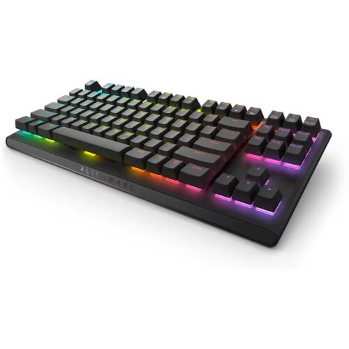 Kosi pogled na mehaničku tipkovnicu Alienware AW420K Tenkeyless s RGB osvjetljenjem