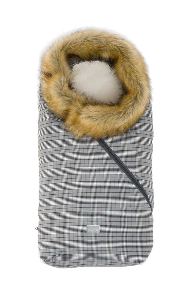 Nuvita AW Ovetto Pop Bundazsák szőrmével 40x80cm  #szürke-bézs