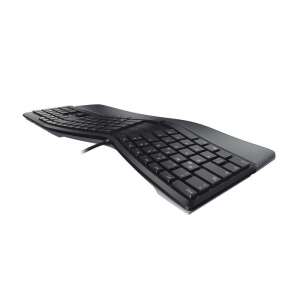 Cherry KC 4500 ERGO ergonomische Tastatur, schwarz, schräge Ansicht - Cherry