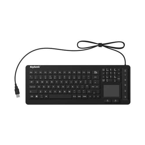 Keysonic KSK-6231 INEL (UK) black silicone waterproof keyboard with integrated touchpad