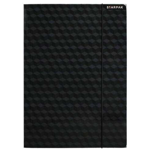Dosar din cauciuc A4 negru cu model de cuburi, marca Starpak