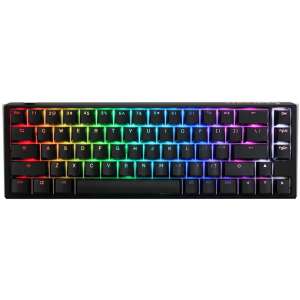 Ducky One 3 SF mechanical keyboard with MX Red switches, featuring a black color scheme and RGB backlighting with rainbow effect. - Ducky