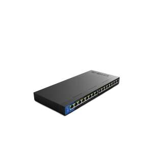 Linksys LGS116P-EU 16-портов Gigabit Ethernet PoE+ Switch, черен, ъглов изглед - Linksys