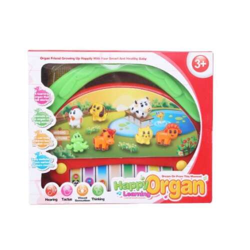 Happy Learning Állathangos Szintetizátor Játék, 8 Billentyű, 7 Állatfigura, Világít és Zenél, 3 Éves Kortól