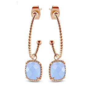 Victoria rózsa arany fülbevaló kék köves - Női ékszer