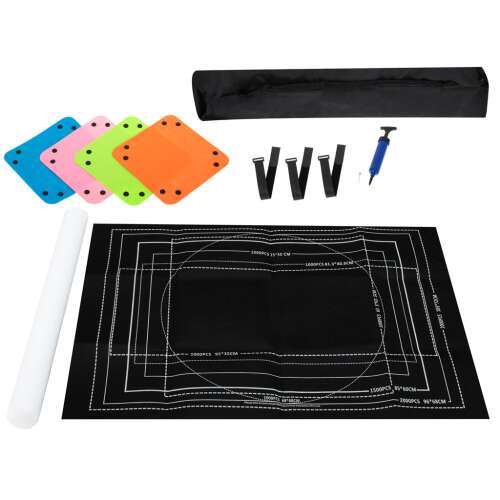 Covor pentru puzzle cu accesorii pentru până la 2000 de piese, inclusiv tub de depozitare, curele și pompă