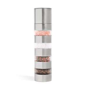 4-in-1 stainless steel spice grinder filled with colorful spices - Bewello