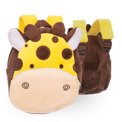 Kakoo giraffe plush backpack for kids, front and back view