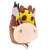 Kakoo giraffe plush backpack for kids, side view with pencils