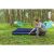 Woman inflating Bestway double air mattress outdoors