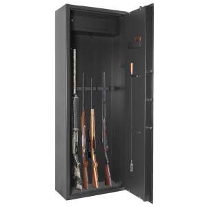 Alpha 8 gun safe, black, 8 gun capacity, VdS 1 certified, 2 key locks, with interior storage - Gun safe