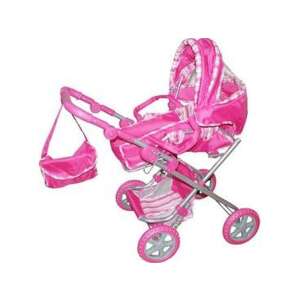 Różowy wózek dla lalek z torbą, idealny do zabawy w udawanie - Wózek do gier