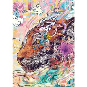 Trefl Nebulous 500-teiliges Puzzle, samtig weich, Tiger mit bunten Blumen und Wolken - Trefl Puzzle