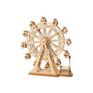 Puzzle 3D , Roata mare, Lemn, ROKR, 120 piese