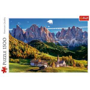Puzzle Trefl cu 1500 de piese finalizat, care prezintă Valea Val di Funes din Dolomiti, Italia - Trefl Puzzle