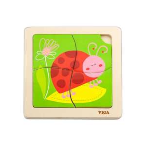 Viga 4-częściowa drewniana układanka z biedronką dla niemowląt - Puzzle Baba