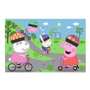 Peppa Pig maxi пъзел от 24 части, с Peppa и нейните приятели, които карат велосипеди и тротинетки в парка - Trefl Пъзел