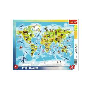 Puzzle Trefl Mapa Świata ze Zwierzętami, 25 elementów, dla dzieci od 4 lat - Puzzle