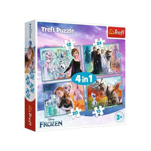 Trefl Frozen 2 4 in 1 Puzzle-Set mit 4 verschiedenen Puzzles mit Elsa, Anna, Olaf, Kristoff, Sven und mehr