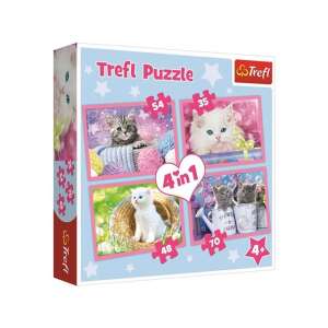Trefl 4 în 1 puzzle pentru copii, cu 4 imagini diferite cu pisoi drăguți, 35, 48, 54 și 70 de piese - Puzzle 3D & Puzzle cu burete