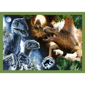 Jurassic World 4 in 1 puzzle, featuring a Spinosaurus and Velociraptors - Trefl Puzzle