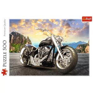 Trefl Motoros Kirakó 500-teiliges Puzzle mit einem Motorrad vor einer malerischen Bergkulisse. - Puzzle & Rätsel
