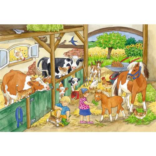 Bauernhof Tiere Puzzle, Ravensburger, 2x24 Teile, Spielende Kinder