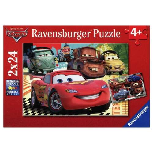 Ravensburger Cars 2x24 Teile Puzzle mit Lightning McQueen, Mater und anderen Cars Charakteren