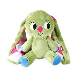 Zielony pluszowy królik z różowymi i białymi kratkowanymi uszami, pluszowa zabawka, pluszowa zabawka - Nonbrand Plusz